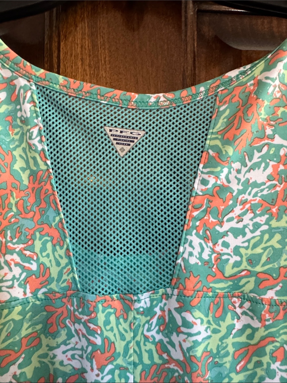 Columbia Mint Green and Coral Patterned Midi Dress - Picture 4 of 4